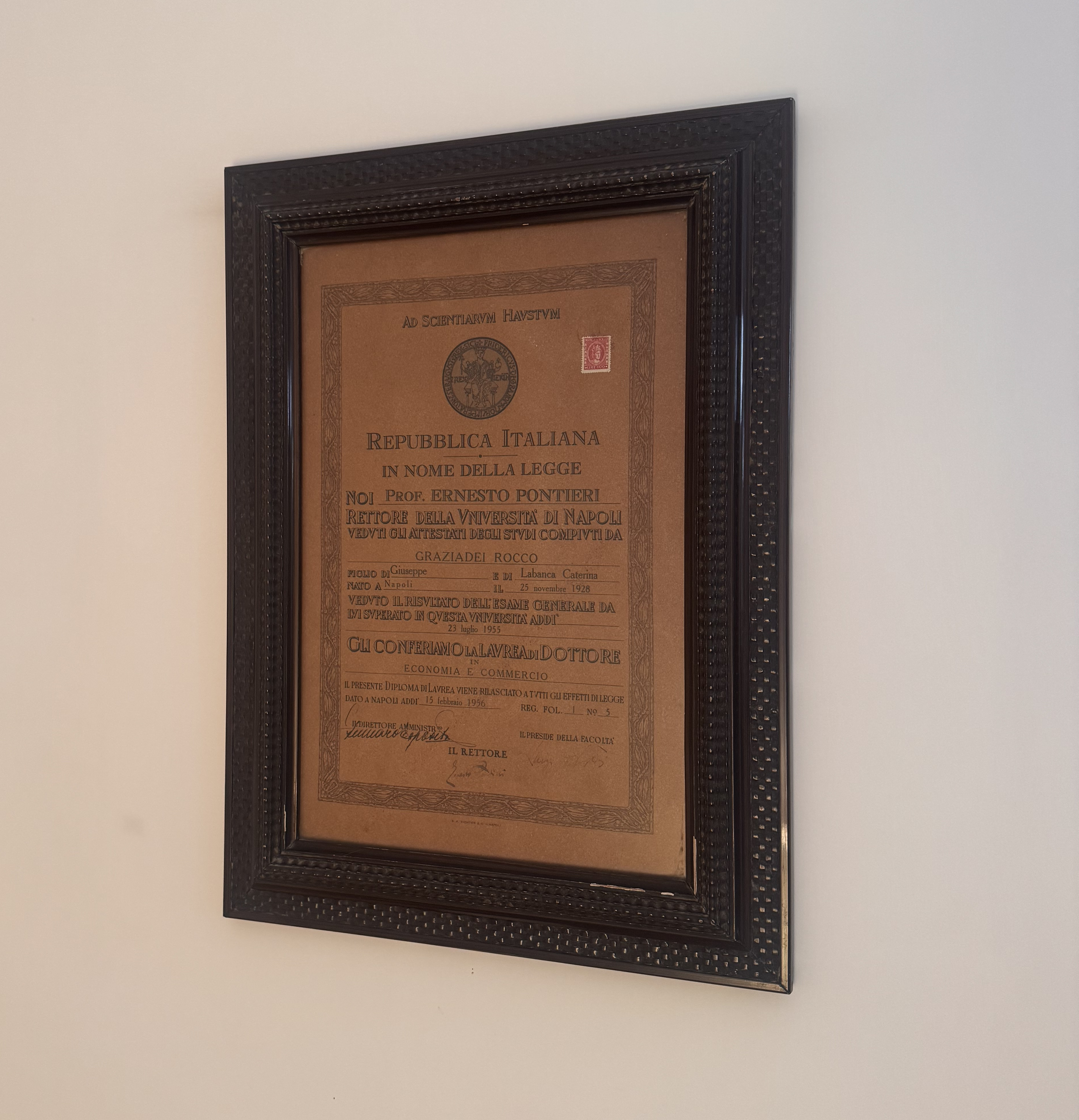 Diploma incorniciato